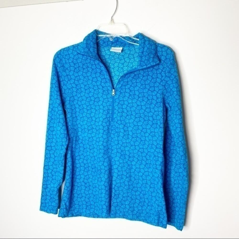 Columbia Blue Geometric Print Quarter-zip Fleece Pullover‎ Size Small Outdoors